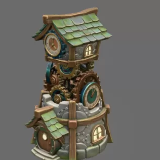Fantasy Clock Tower STL File for 3D Printing - Model thumbnail 4