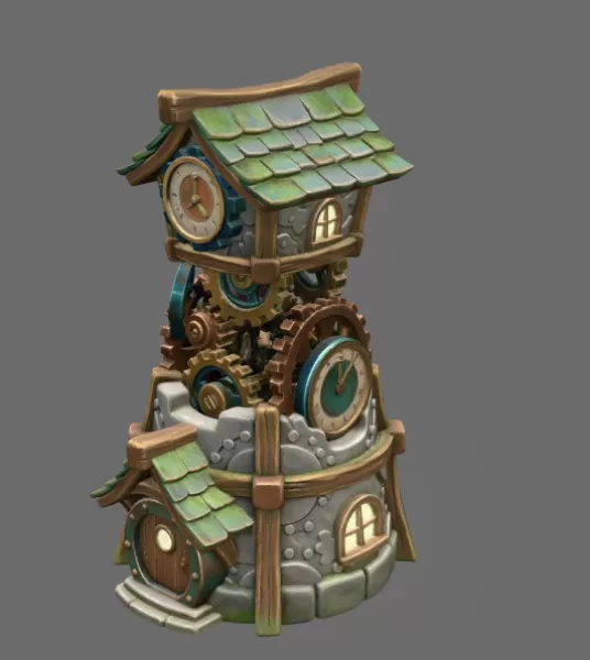Fantasy Clock Tower STL File for 3D Printing - Model preview 4