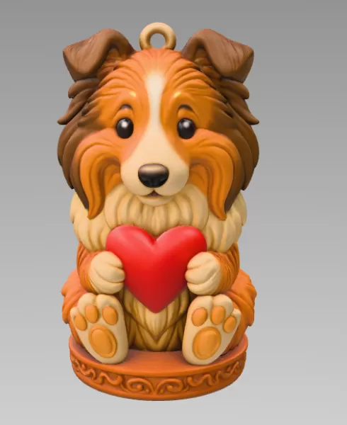 Cute Dog STL File – 3D Printable Valentine Figurine - Model preview 2