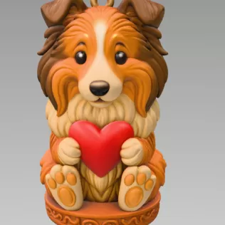 Cute Dog STL File – 3D Printable Valentine Figurine - Model thumbnail 2