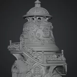 Fantasy Bell Tower House STL File for 3D Print - Model thumbnail 9