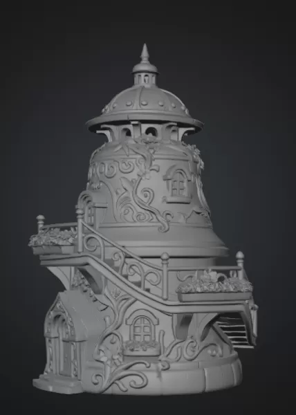 Fantasy Bell Tower House STL File for 3D Print - Model preview 9