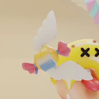 butterfly net with Donut design Candy Catcher with Wings - Model thumbnail 1