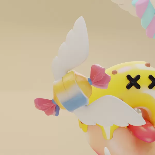 butterfly net with Donut design Candy Catcher with Wings - Model preview 1