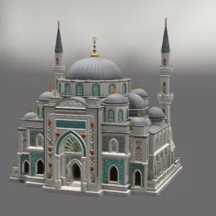 Blue Dome and Twin Minaret Architecture STL File for 3D Print - Model thumbnail 12