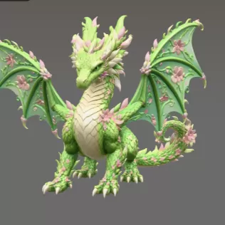 Spring Blossom Dragon STL File for 3D Print - Model thumbnail 5