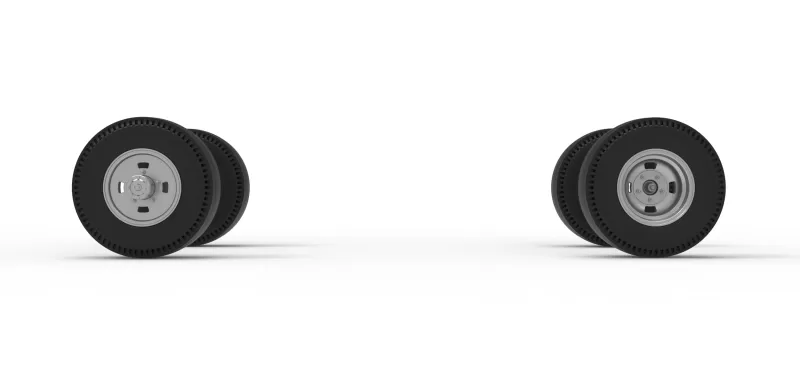 Wheel Set of Vintage AWD dragster Scale 1:25 - Model preview 5