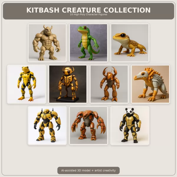 Kitbash Creature Collection – High-Poly Character Figure Pack - Model preview 1