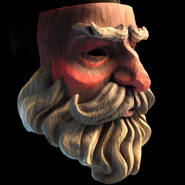 Santa Claus mask, wooden style - Model preview 2