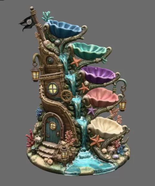 Enchanted Shipwreck Shell Bowl Organizer STL File for 3D Print - Model preview 6