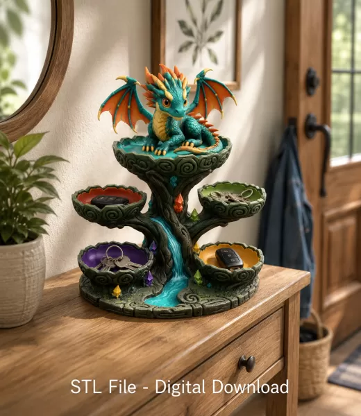 Baby Dragon Organizer Tree STL File for 3D Print - Model preview 2