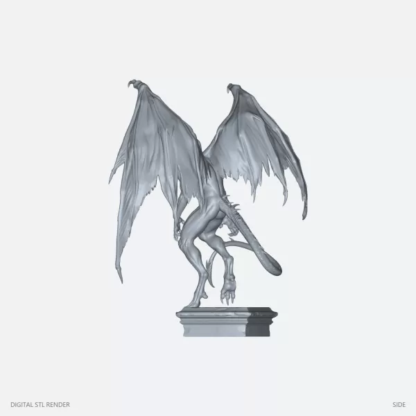 Winged Demon on Plinth - 100 mm STL - Model preview 3
