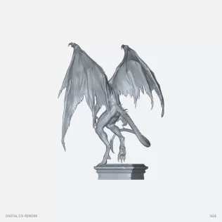 Winged Demon on Plinth - 100 mm STL - Model thumbnail 3