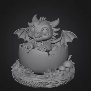 Baby Dragon in Egg – STL File for 3D Printing - Model thumbnail 8