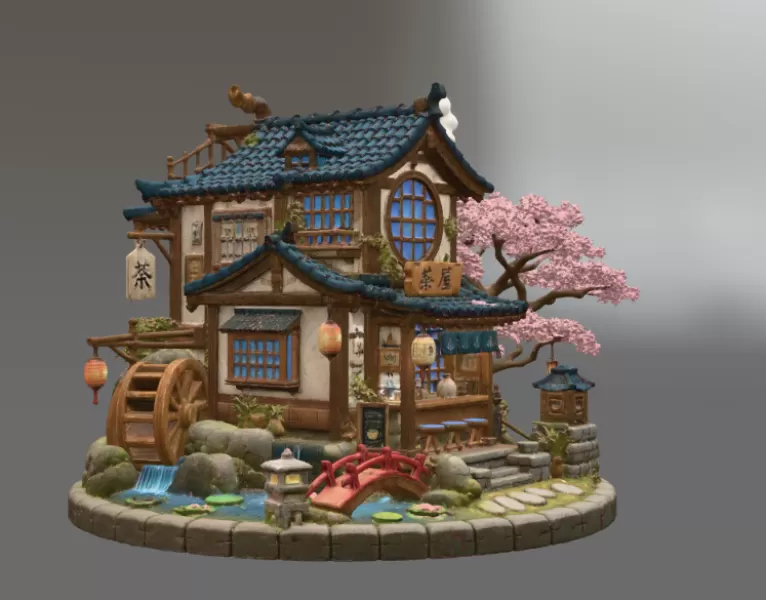 Japanese Tea House STL File for 3D Print - Model preview 8
