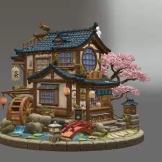 Japanese Tea House STL File for 3D Print - Model thumbnail 8