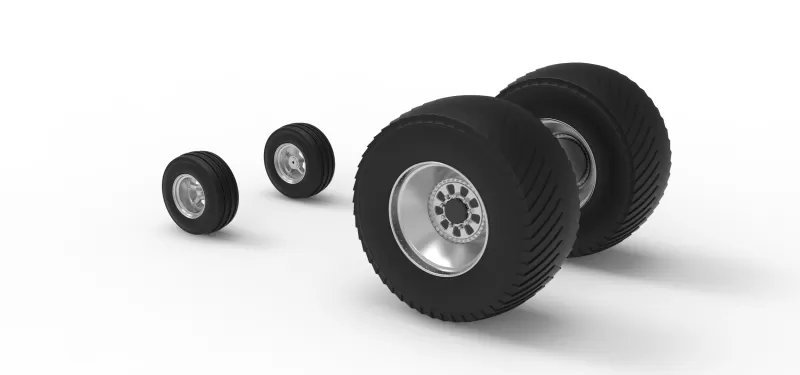Wheel set of Pro Stock Pulling Tractor Version 4 Scale 1:25 - Model preview 7