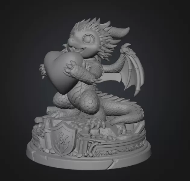 Love Dragon STL File for 3D Printing - Model preview 8