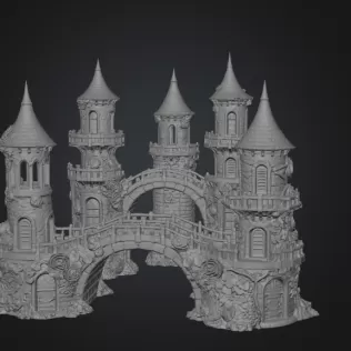 Enchanted Rose Castle Bridge Cottage STL File for 3D Printing - Model thumbnail 8
