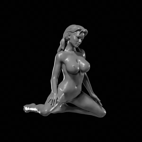 Nude Girl Sexy Pose STL File for 3D Printing - Model preview 2