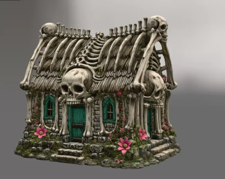 Gothic Bone House STL File for 3D Print - Model preview 7