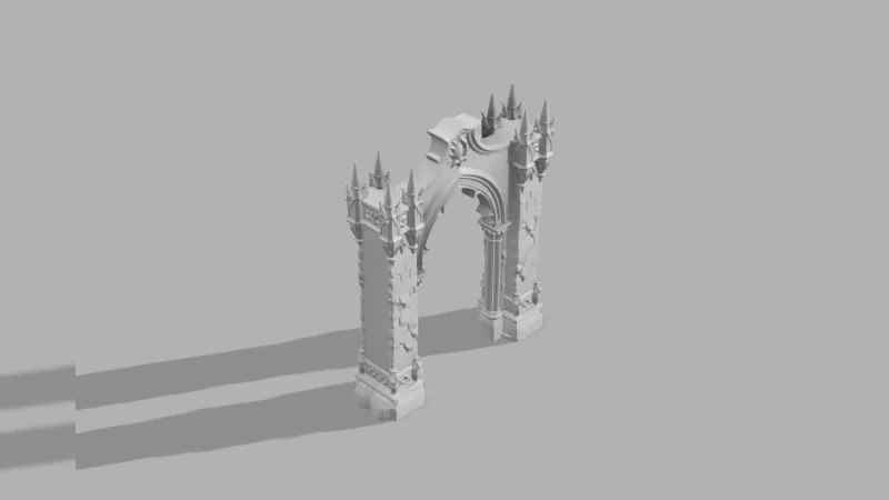 Gothic Arch Gate - Medieval Halloween Decor - Model preview 3