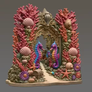 Coral Seahorse Fantasy Gateway STL File for 3D Print - Model thumbnail 15