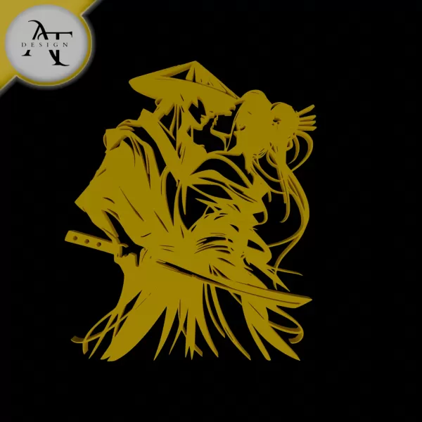 Samurai - Silhouette - 2D Wall Art Decor - Model preview 1