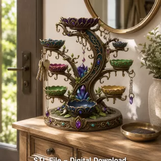 Enchanted Crystal Jewelry Tree STL File for 3D Print - Model thumbnail 3