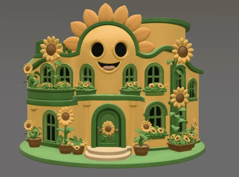 🌻 Happy Sunflower House STL File for 3D Print - Model preview 8