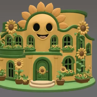 🌻 Happy Sunflower House STL File for 3D Print - Model thumbnail 8