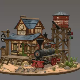 Pinewood Junction Railway Station STL File for 3D Print - Model thumbnail 9