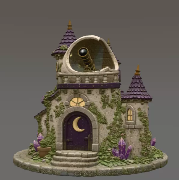 Enchanted Moon Observatory STL File for 3D Print - Model preview 4
