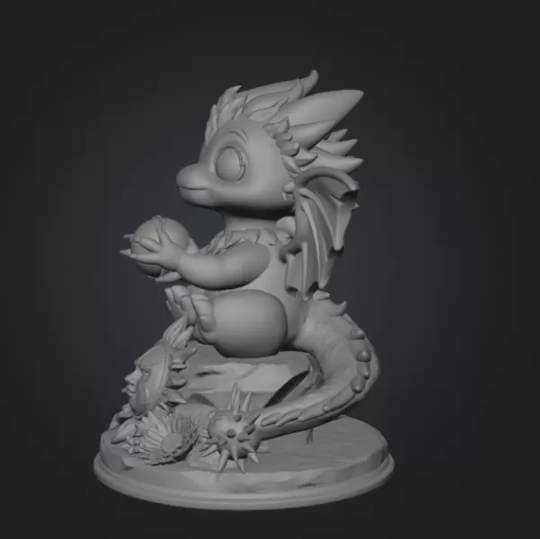 Sun Dragon STL File 3D Printable Fantasy Dragon Figurine - Model preview 10