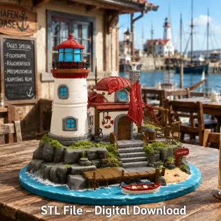 🌊 Lighthouse Harbor House STL File for 3D Print - Model thumbnail 4