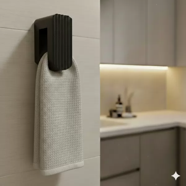 🧲 Friction-Grip Towel Holder | No Drilling • One-Piece Print • - Model preview 1