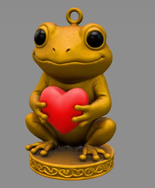 Frog with Heart – STL File | Digital Download - Model preview 3