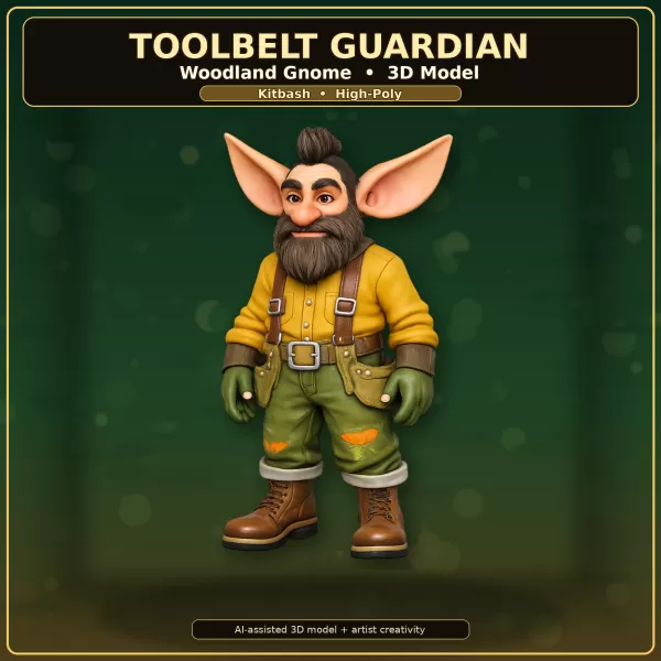 Woodland Gnome Character Collection – High-Poly Kitbash 3D Model - Model preview 14