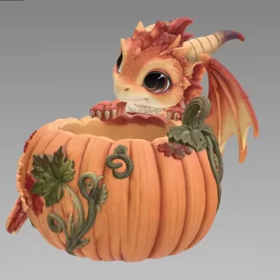 Autumn Baby Dragon Pumpkin Bowl STL File for 3D Print - Model thumbnail 10