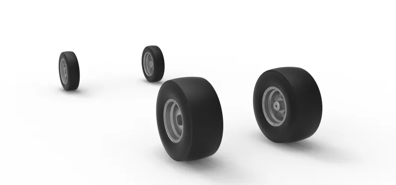 Wheel Set of Vintage Front engine dragster Version 7 Scale 1:25 - Model preview 8