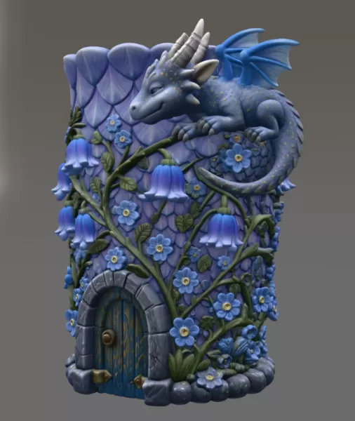 Enchanted Dragon Flower Tower Vase - Model preview 7