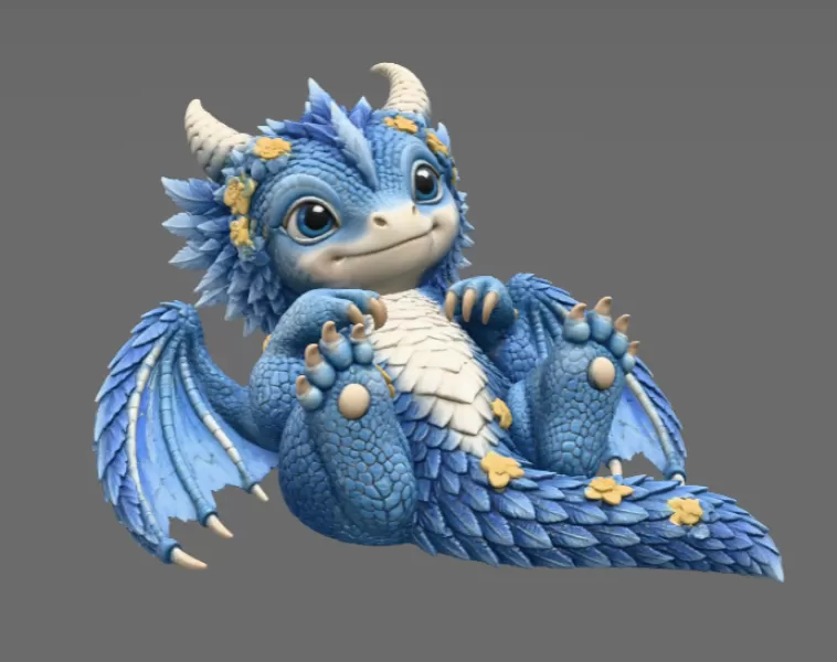 Bluebell Baby Dragon STL File for 3D Print - Model preview 8