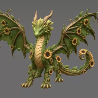 Sunflower Meadow Dragon STL File for 3D Print - Model thumbnail 4