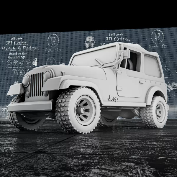 Jeep CJ7 – 3D Printable Model - Model preview 1