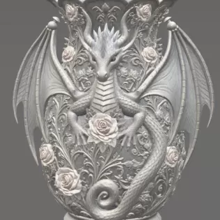 Emerald Rose Dragon Vase STL for 3D Print - Model thumbnail 6