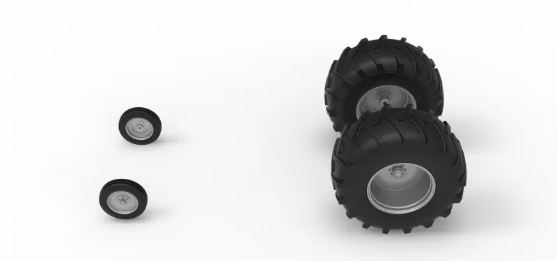 Wheel Set of Vintage Pulling tractor Version 2 Scale 1:25 - Model preview 6