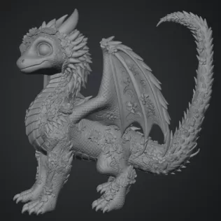 Azure Blossom Dragon STL File for 3D Print - Model thumbnail 12