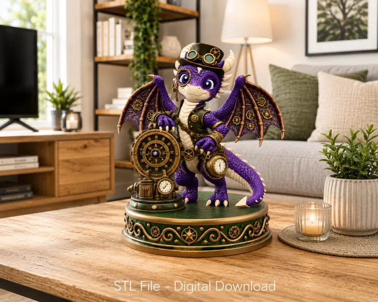 Clockwork Fantasy Dragon STL for 3D Printing - Model preview 1
