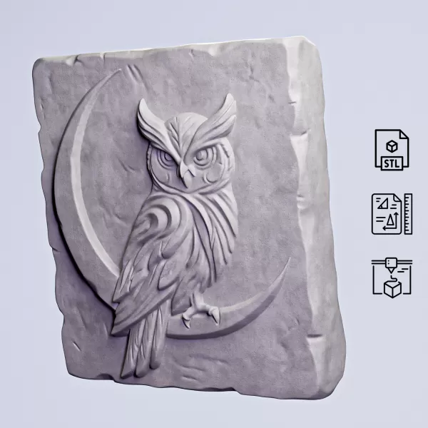 Owl Stone Relief #RoZ - Model preview 7