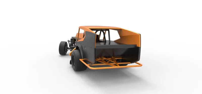 Vintage Dirt Modified stock car Version 5 while turning 1:25 - Model preview 14